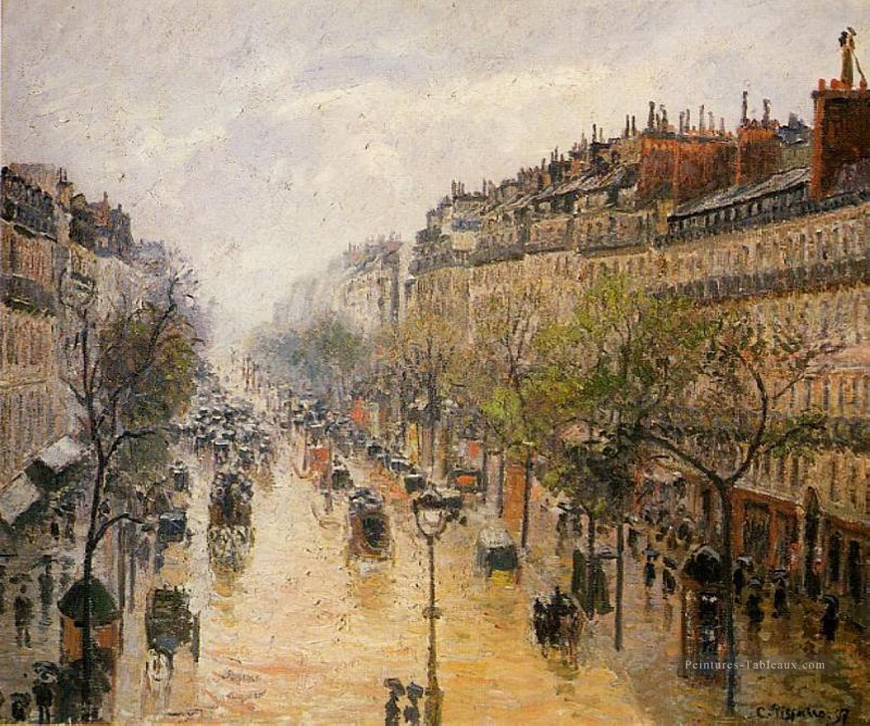 boulevard montmartre printemps pluie Camille Pissarro Peintures à l'huile